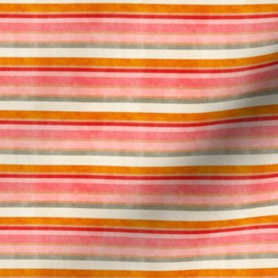 Just Beachy Stripes- Horizontal- Pink Orange Red Coral Fawn Sand White Tan Gray- Small Scale