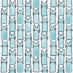 small scale cat - buddy cat pool - watercolor adorable cat - cute cat fabric