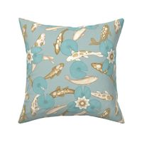 Koi and water lilies sea and sand - 12” repeat