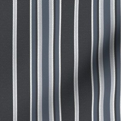 Oxford Stripe - Silver Half Dollar, Chantilly Lace, White Ebony King Black and Evening Dove Gray (TBS213)