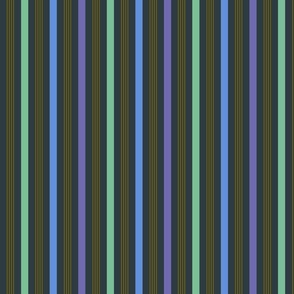 Happy retro Stripes dark blue, periwinkle, mint, moss  -M