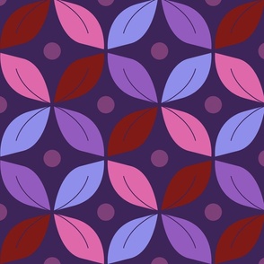 Happy retro circles dark Pink, purple, fuchsia - L