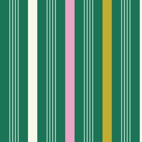 Happy retro Stripes spring green, pink - L