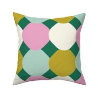 Happy retro Tiles spring green, mint, pink - L