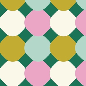 Happy retro Tiles spring green, mint, pink - L