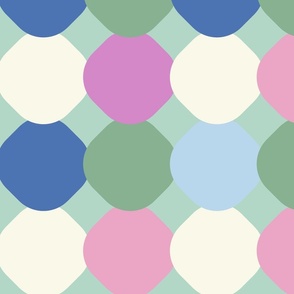 Happy retro Tiles spring pastel mint, blue, pink - L