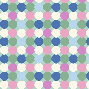 Happy retro Tiles spring pastel mint, blue, pink - M