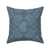 Monochrome_Damask_Inspired, Blue Flowers and Florals