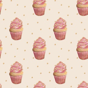 Gold  and pink cupcake 