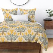 old gold lily roman mosaic damask-large scale