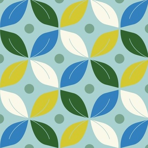 Happy retro circles spring fresh mint, green, blue - L