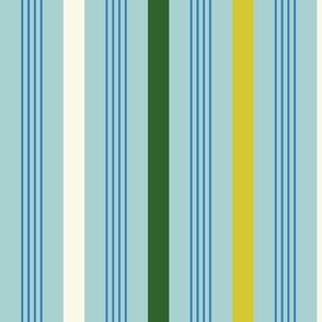 Happy retro Stripes fresh mint, green, blue - L
