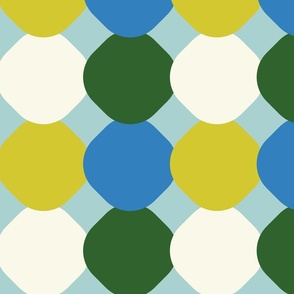 Happy retro Tiles spring fresh mint, green, blue - L