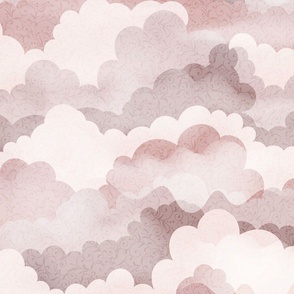 Fluffy Clouds Rose Grey Taupe Large Scale