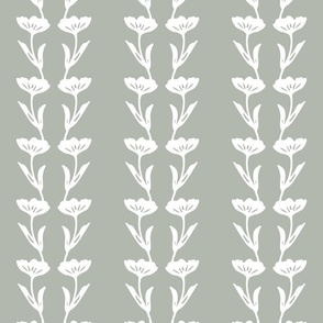 Ditsy Floral StripeWallpaper in Sage Green and White - 18” Fabric