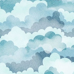 Fluffy Clouds Cool Teal Blue