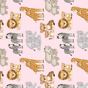 Safari Animals Pink Baby Girl Nursery Rotated 90 Size 10 inches