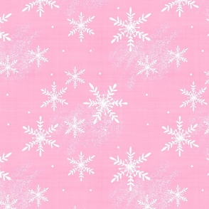 Snowy Winter Wonderland  Snowflakes On Pastel Pink Background