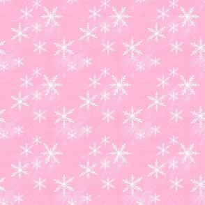 Snowy Winter Wonderland  Snowflakes On Pastel Pink Background Smaller Scale