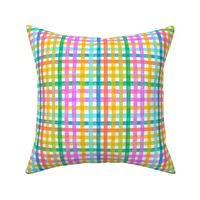 Small - Rainbow watercolor plaid gingham check - pink green blue orange red and yellow - trendy bold and bright pastel nursery - spring summer easter picnic kopi
