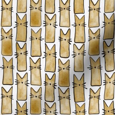 micro scale cat - buddy cat mustard - watercolor adorable cat - cute cat fabric