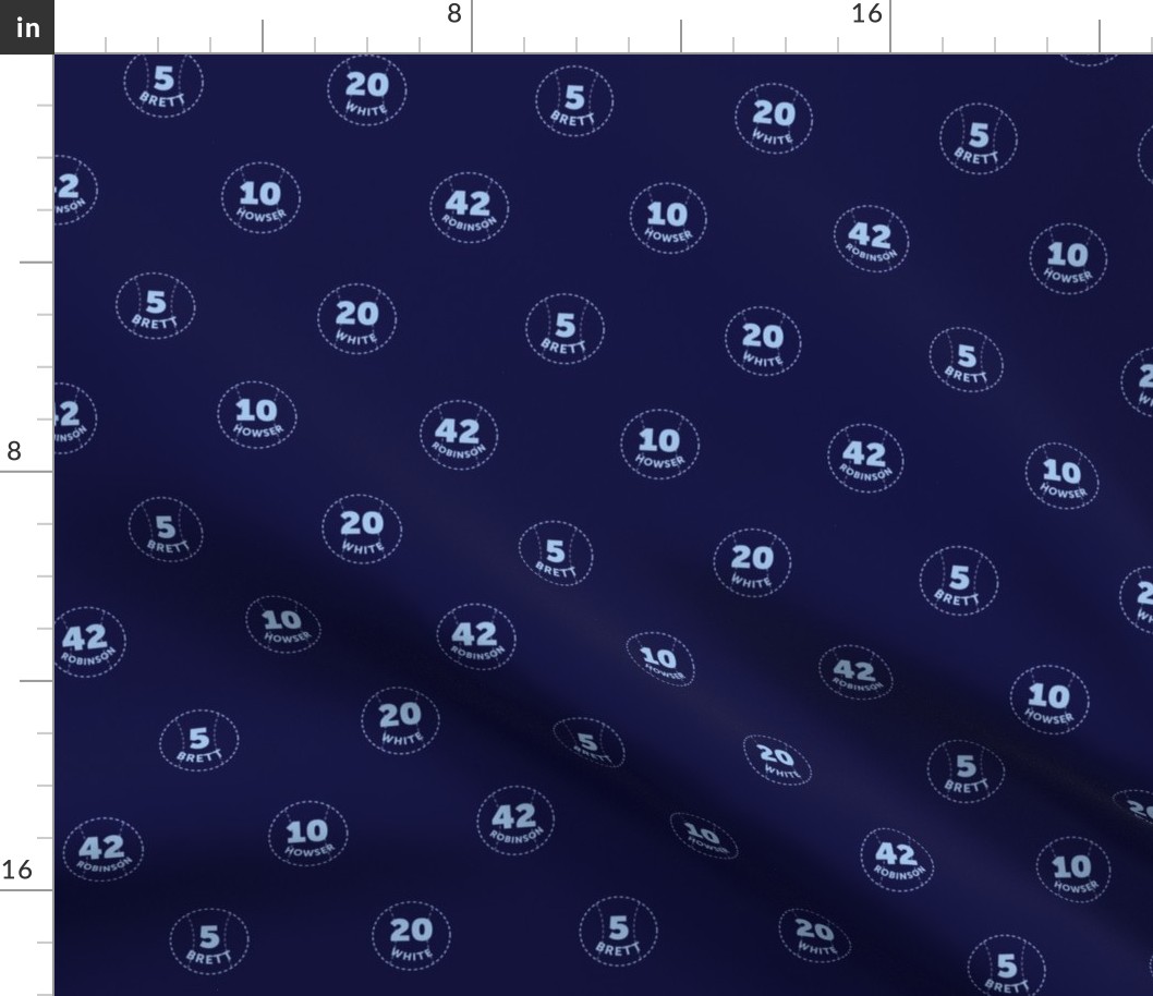 Retired Numbers Dark Blue - Kansas City Royals Inspired Fabric