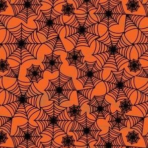 Bold Black Spiderwebs on Orange