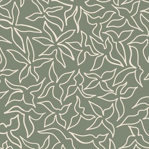 olive abstract flowers