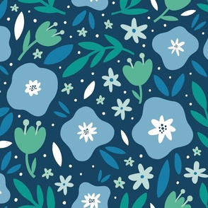 Petals & Pebbles – Blue & Green