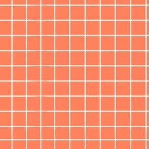 Grid lines cream on orange small scale 8x8