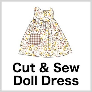 Cut & Sew Dress (Tiny Flowers in Orange Yellow Brown) on FAT QUARTER for Forever Virginia Dolls and other 1/8, 1/6 and 1/5 scale child dolls // little small scale tiny mini micro doll