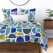 bold minimalism, jumbo large scale, green blue navy indigo aqua turquoise red orange coral black white  MCM