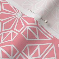 Coral Geometric Block Print in Salmon Pink and White – Medium - Palm Beach, Latticework Geometric, Summery Outdoor