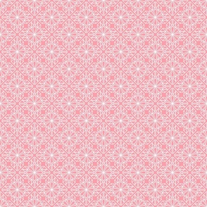 Coral Geometric Block Print in Salmon Pink and White – Small - Palm Beach, Latticework Geometric, Summery Outdoor