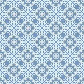 Soft Navy Geometric Block Print in Soft Steel Blue and White – Medium - Classic Geometric, Soft Navy Coastal, Navy Latticework