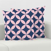 Pink and dark blue geometrical circles - floral - nursery - quilt - girls - home decor - minimalistic