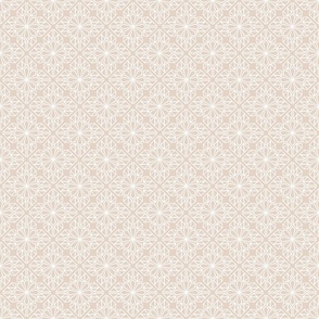 Neutral Geometric Block Print in Beige and White – Small - Beige Geometric, Neutral Latticework, Classic Beige