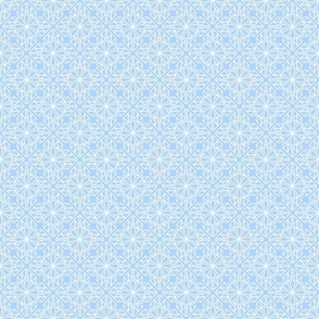 Blue and White Geometric Block Print in Pastel Azure Blue and White – Small - Calm Coastal, Blue Geometric, Blue and White Latticework