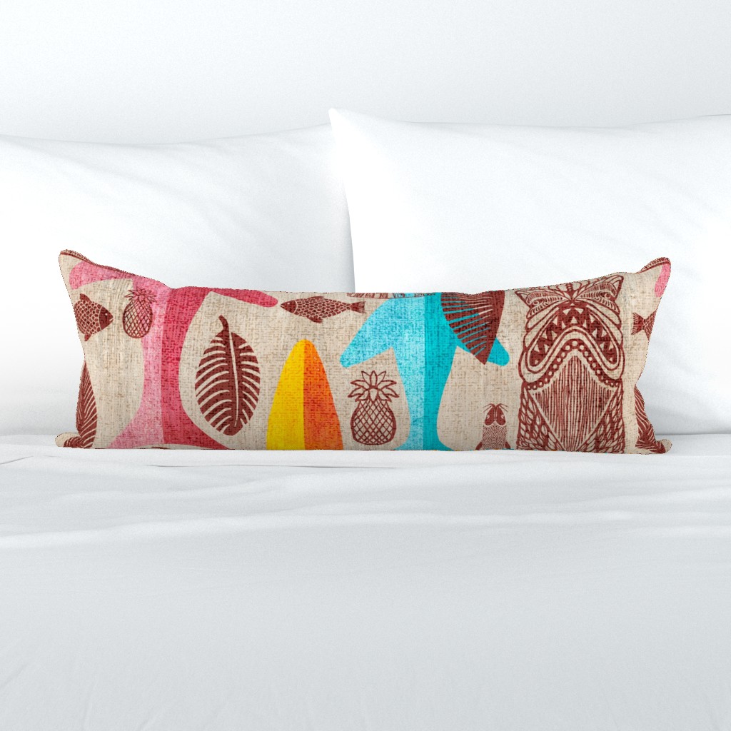 Mid Century Tiki Dreams Bedding in natural and pastel colors