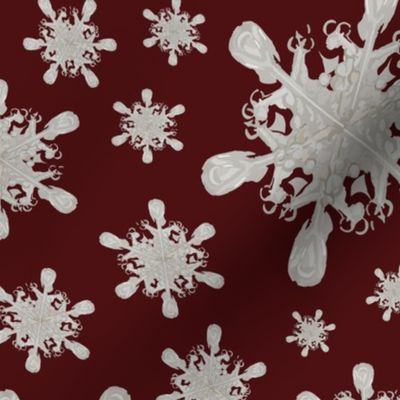 Vintage Snowflake Charm Burgundy 24x24