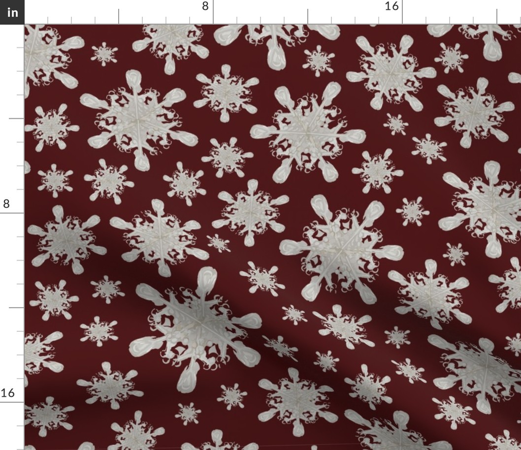 Vintage Snowflake Charm Burgundy 24x24