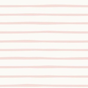 Medium-Scale hand drawn stripe design in colors of light pink and off-white.  
