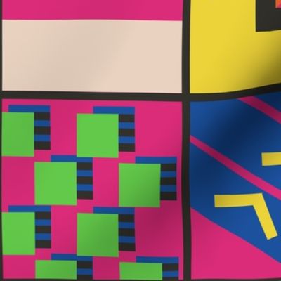 Retro modern 80s with bright pink and geometric shapes