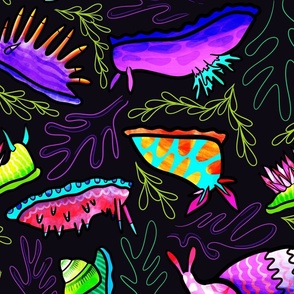 Rainbow Neon Sea Slugs blackboard