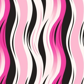 Tiger Stripes Bright Pink Barbiecore Vertical Waves Stripes Retro 1980s 1990s Bold Dress Fabric 