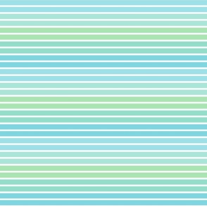 Summer Stripes (Double Horizontal) in Aquamarine, Mint Green, and White - Medium - Tropical Stripes, Blue-Green Stripes, Mermaid Stripes