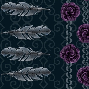 Whimsigothic feathers, flowers and moon chains