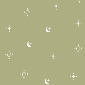 Desert Spirit – Moon and Stars in Olive Green