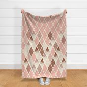 (jumbo 66.00in x 60.00in) Boho Pinks Pattern Clash Cheater Quilt Blanket  / Diamond Tiles / see patterns in Boho Pinks collections