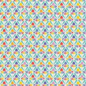 Rainbow Coneflowers - bright palette | on cream | 12